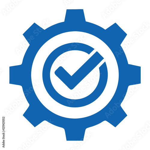 checkmark with a gear icon design