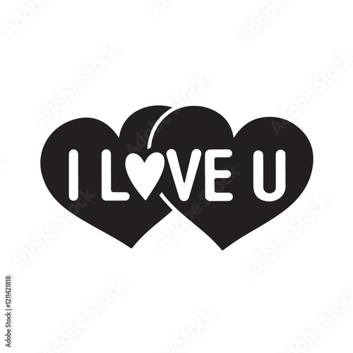 a vector tamplate i love u silhouette with white background