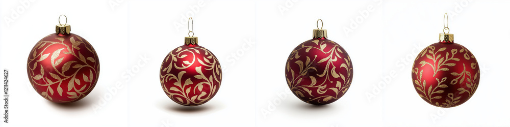 detailed view of red and gold baubles with intricate designs, perfect for festive decor detailed view of red and gold baubles with intricate designs, perfect for festive decor