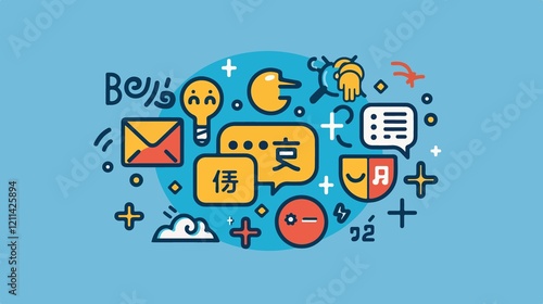 Professional Language Translation and Translate Service Vector Illustration