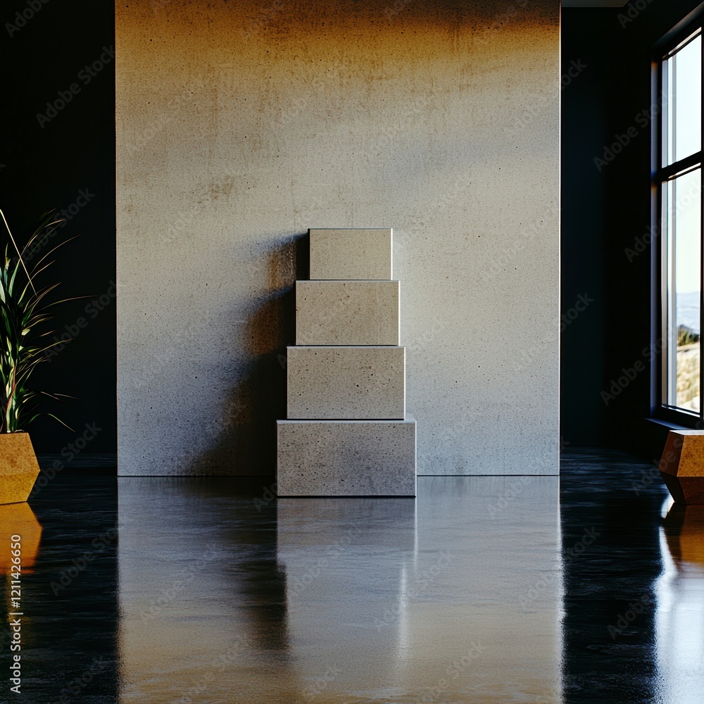 Modern Concrete Cubes Minimalist Product Display Background Modern Concrete Cubes Minimalist Product Display Background