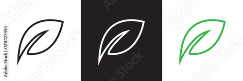 Leaf silhouettes, diverse leaves shapes, nature elements. Ideal for eco friendly brand aesthetics, botanical vector illustrations. isolated on white and black background. EPS 10