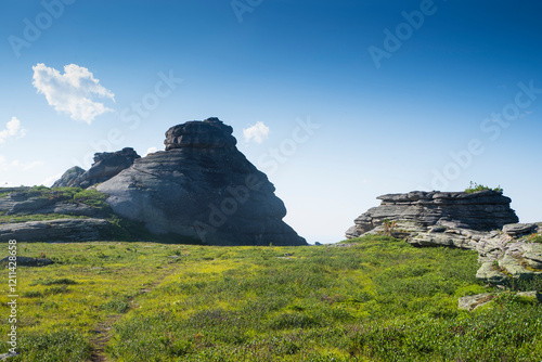.Russia Krasnoyarsk region. Natural national park Ergaki. Mountain range in the Ergaki natural park in the south of Krasnoyarsk Karya...