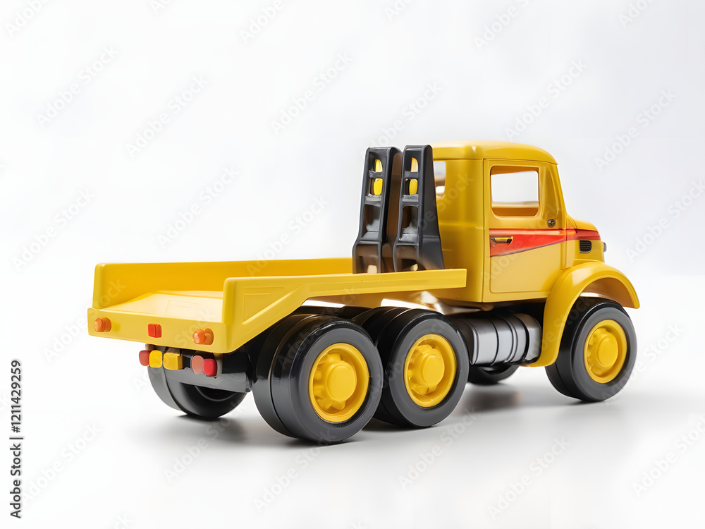 yellow dump truck toy on white background, yellow toy truck yellow dump truck toy on white background, yellow toy truck