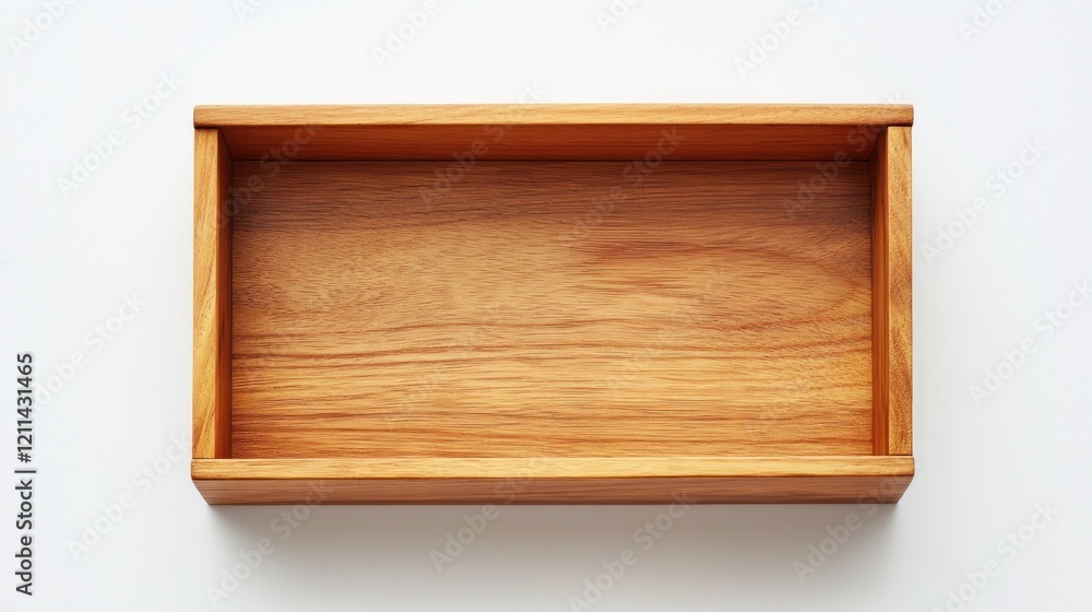 A simple wooden drawer, open and empty, with clean lines and a smooth finish, isolated on a white background. A simple wooden drawer, open and empty, with clean lines and a smooth finish, isolated on a white background.