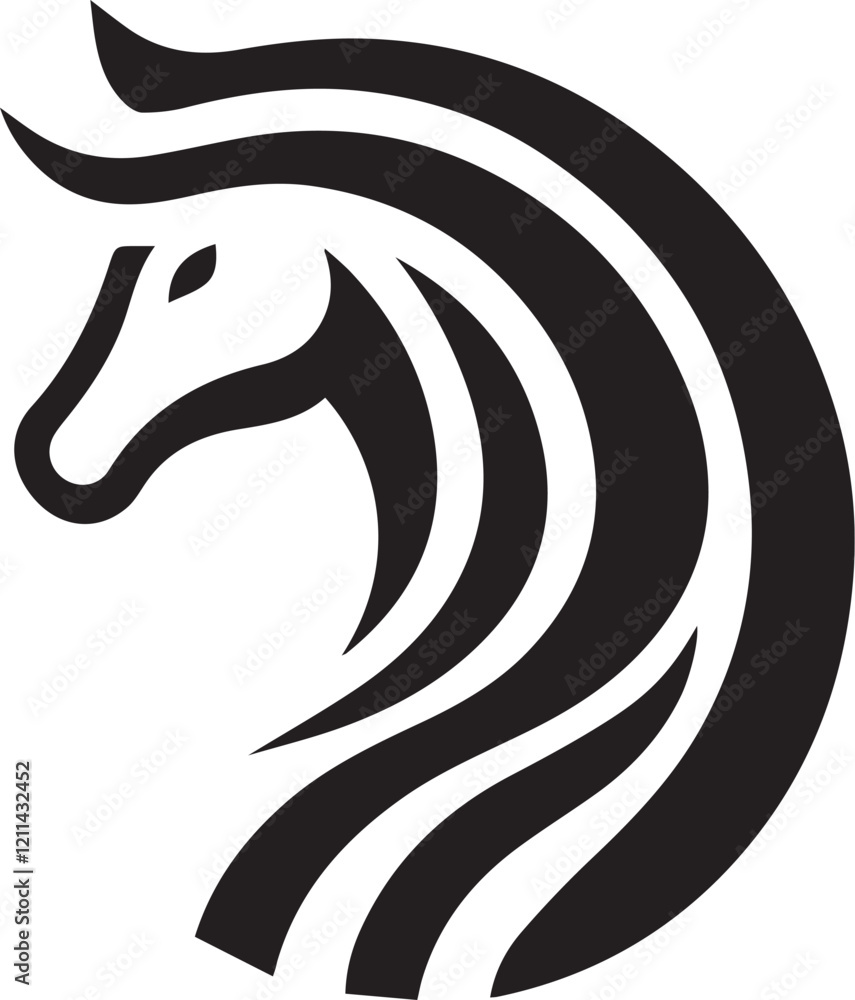 Simple horse logo on black and white background Simple horse logo on black and white background