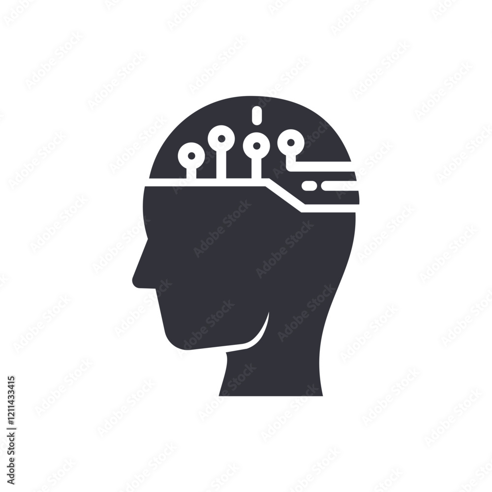 Robotic head solid icons, minimalist vector illustration ,simple transparent graphic element .Isolated on white background