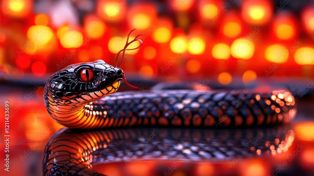 Naklejka premium Joyful Celebration of Chinese New Year with Snake and Lantern