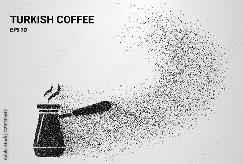 Turkish Coffee of particles. Turkish Coffee consists of small circles. Vector illustration.
