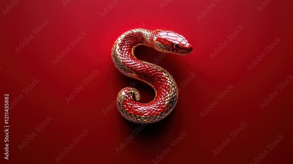 Fototapeta premium Gold Snake on Number Logo for Chinese New Year Celebration: Year of the Snake Translation, Happy New Year!