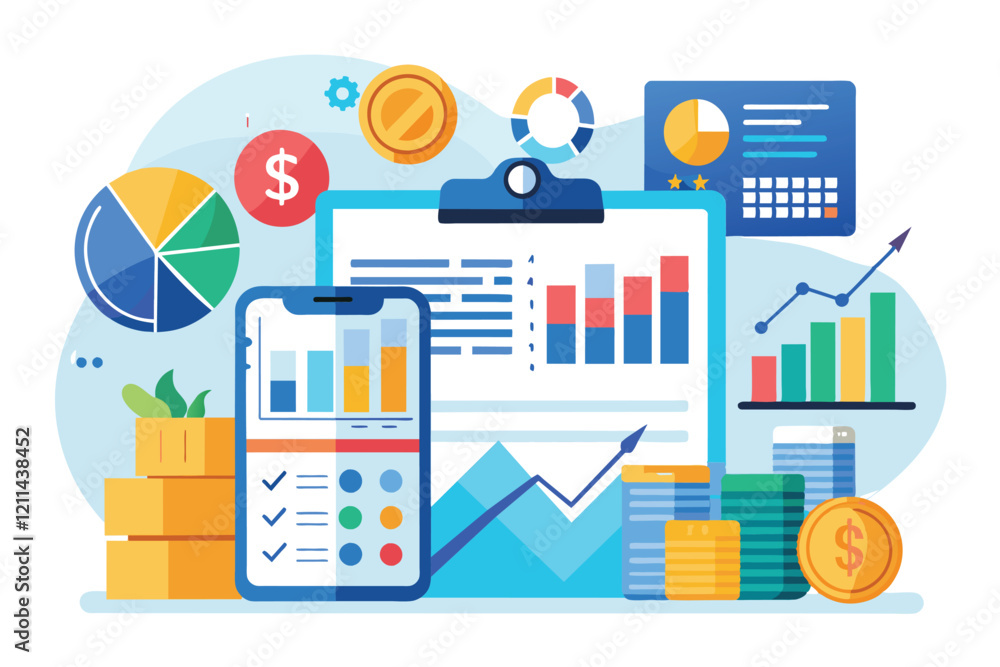 Various financial reports and graphs illustrate business performance analysis and planning for future growth Financial reports and business graph analysis Various financial reports and graphs illustrate business performance analysis and planning for future growth Financial reports and business graph analysis
