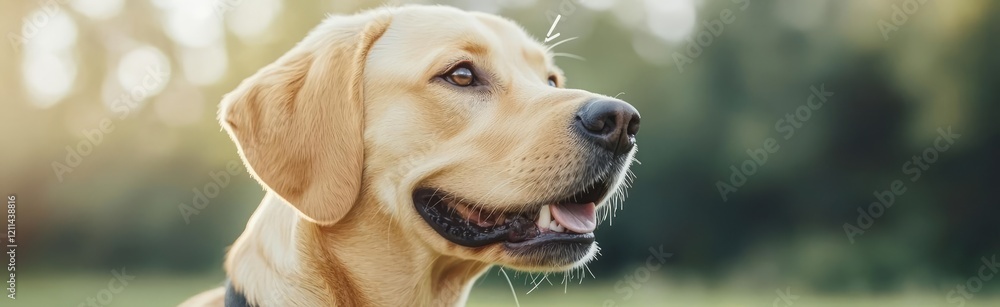 Pet ai idea. A happy Labrador retriever enjoying a sunny day outdoors in a green field. Pet ai idea. A happy Labrador retriever enjoying a sunny day outdoors in a green field.