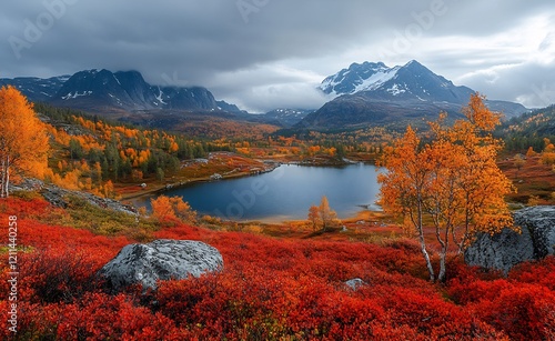 Autumnal Serenity: A Breathtaking Mountain Lake in Norway