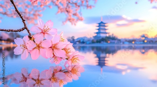 Hirosaki Park's Spectacular Sakura Cherry Blossom in Full Bloom photo