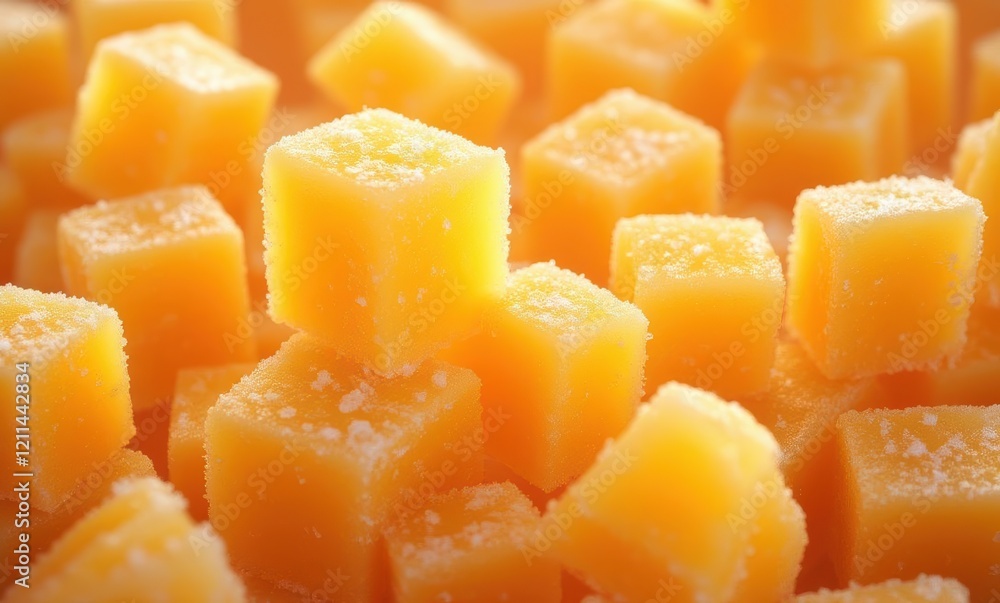 Close-up of vibrant yellow sugar cubes Close-up of vibrant yellow sugar cubes