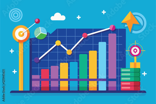 A vibrant chart visualizes analyst data trends with various colored graphs and indicators of growth Fixed analyst data trending