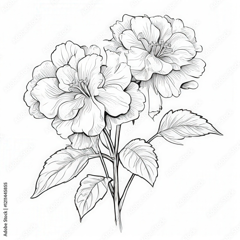the AI Image Generator, Detailed Sketch of Blooming Flowers the AI Image Generator, Detailed Sketch of Blooming Flowers