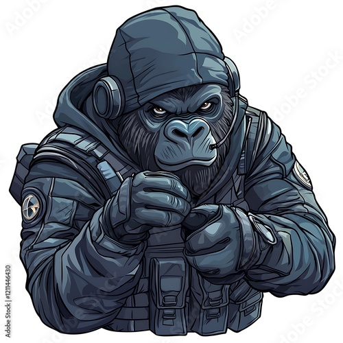 Gorilla Soldier in Tactical Gear. photo