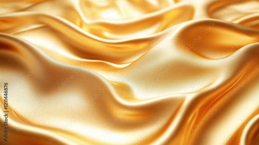 Fototapeta premium Soft Golden Satin Fabric with Luxurious Waves