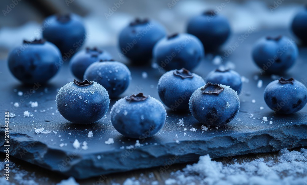 Frosted blueberries on slate background Frosted blueberries on slate background