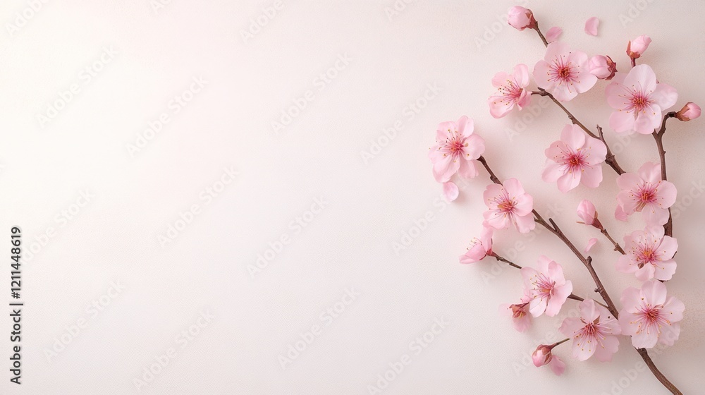 Sakura Blossom Border on White Background - Floral Frame for Spring and Nature-Themed Designs Sakura Blossom Border on White Background - Floral Frame for Spring and Nature-Themed Designs