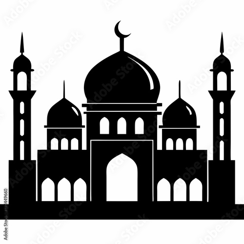 Majestic Mosque Silhouette on White