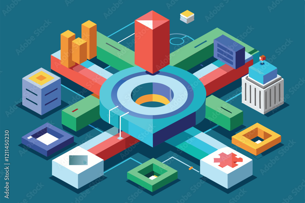 Customizable elements in a dynamic workspace showcase innovative design and technology integration Focus Customizable Isometric Illustration Customizable elements in a dynamic workspace showcase innovative design and technology integration Focus Customizable Isometric Illustration