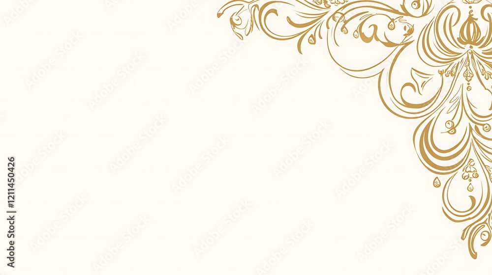 Elegant Gold Floral Corner Design On White Background Elegant Gold Floral Corner Design On White Background