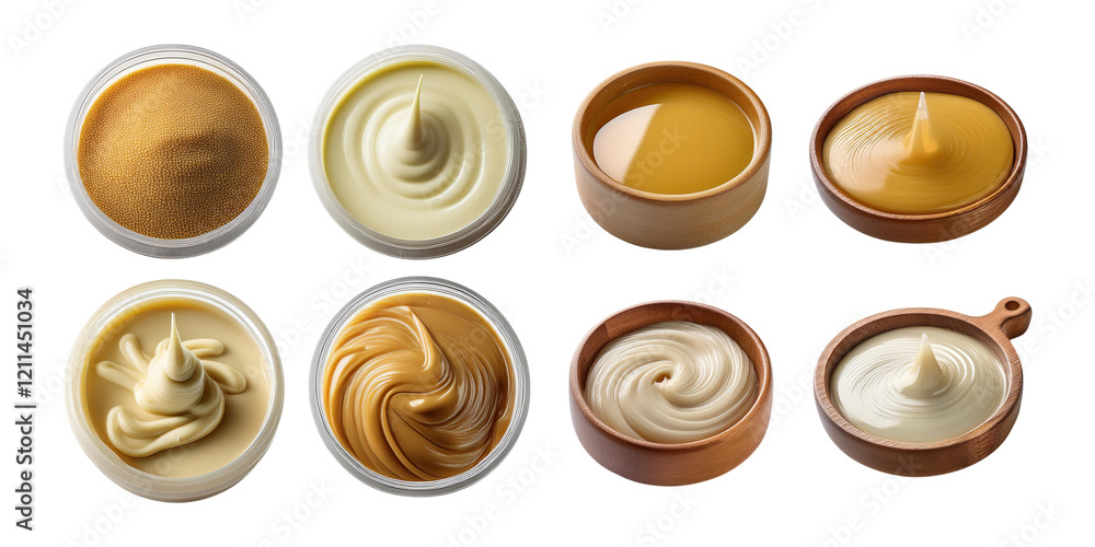 Various Creamy Sauces on a Transparent Background Various Creamy Sauces on a Transparent Background