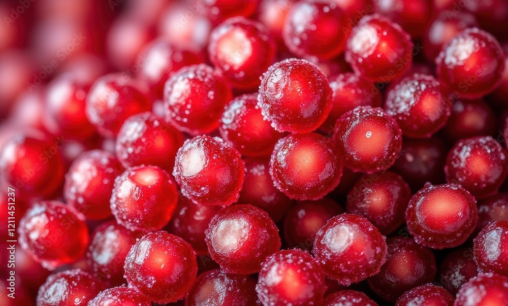 Vibrant red candy pearls close-up shot Vibrant red candy pearls close-up shot