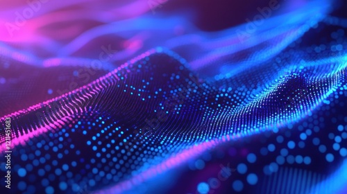 Abstract Digital Wave with Neon Glow