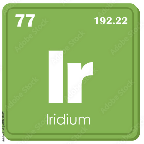 Iridium Chemical Element Square Icon in Periodic Table Isolated on White Background	