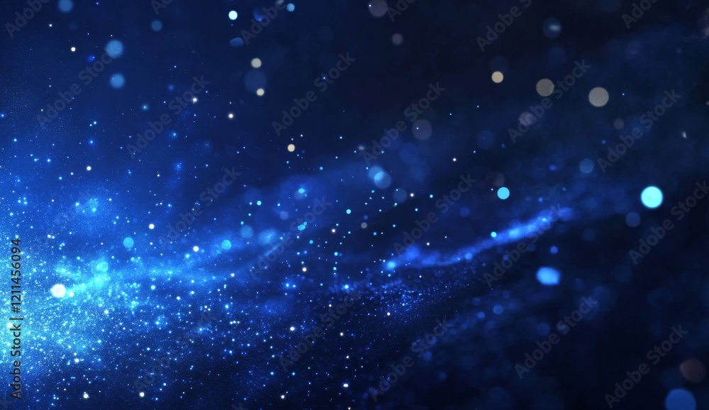 Fototapeta premium Abstract blue glowing particle background.