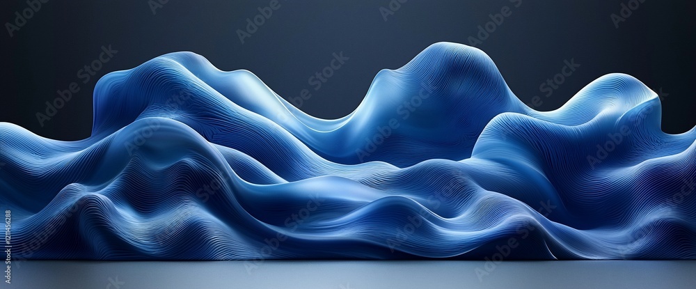 Obraz premium Abstract blue wave landscape. (1)
