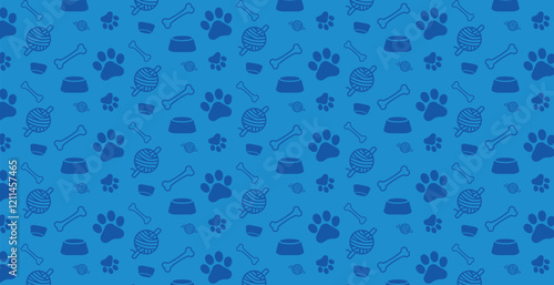 Dog, cat paw and bone seamless pattern vector illustration. Animal, pet, wallpaper, white, background