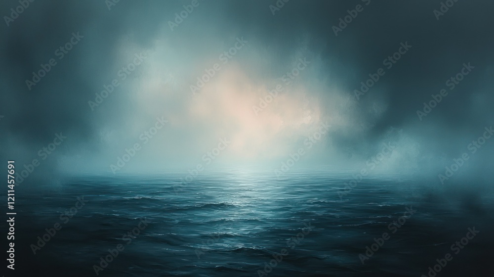 Mysterious Ocean Under a Dark and Foggy Sky Mysterious Ocean Under a Dark and Foggy Sky