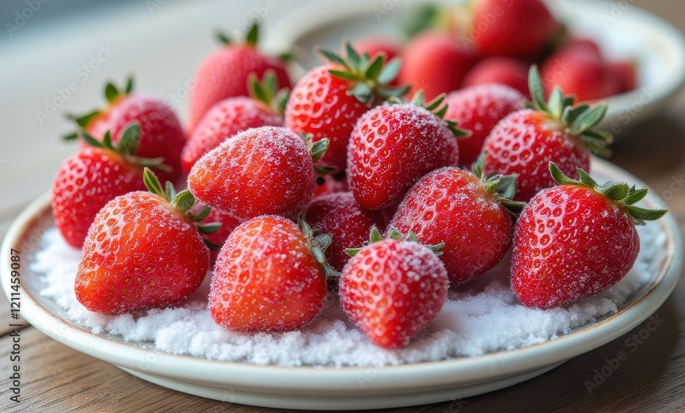 Fresh strawberries with a sugar coating Fresh strawberries with a sugar coating