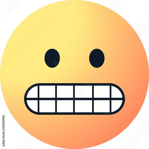 Grimacing emoji face, Nervous emoticon showing clenched teeth. awkwardness, nervousness, discomfort emotion