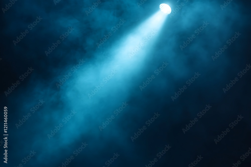 Fototapeta premium Dramatic Blue Stage Lighting with Smoky Atmosphere