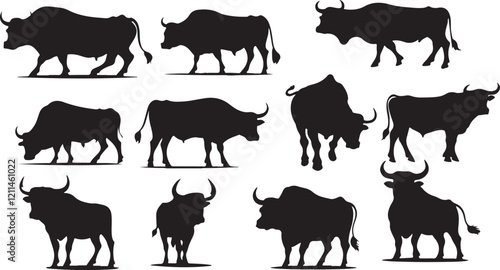 Bull  silhouette set