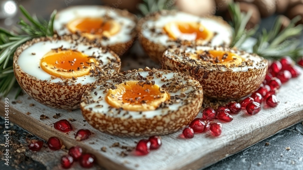 Delicious Spiced Eggs with Pomegranate Seeds Delicious Spiced Eggs with Pomegranate Seeds