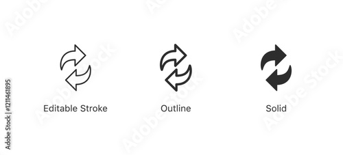 Refresh icon vector. recycle vector icon symbol. Repeat and reload icons set and two arrows rotation circle. Sync icon symbol convert button sign. editable stroke, solid, outline style