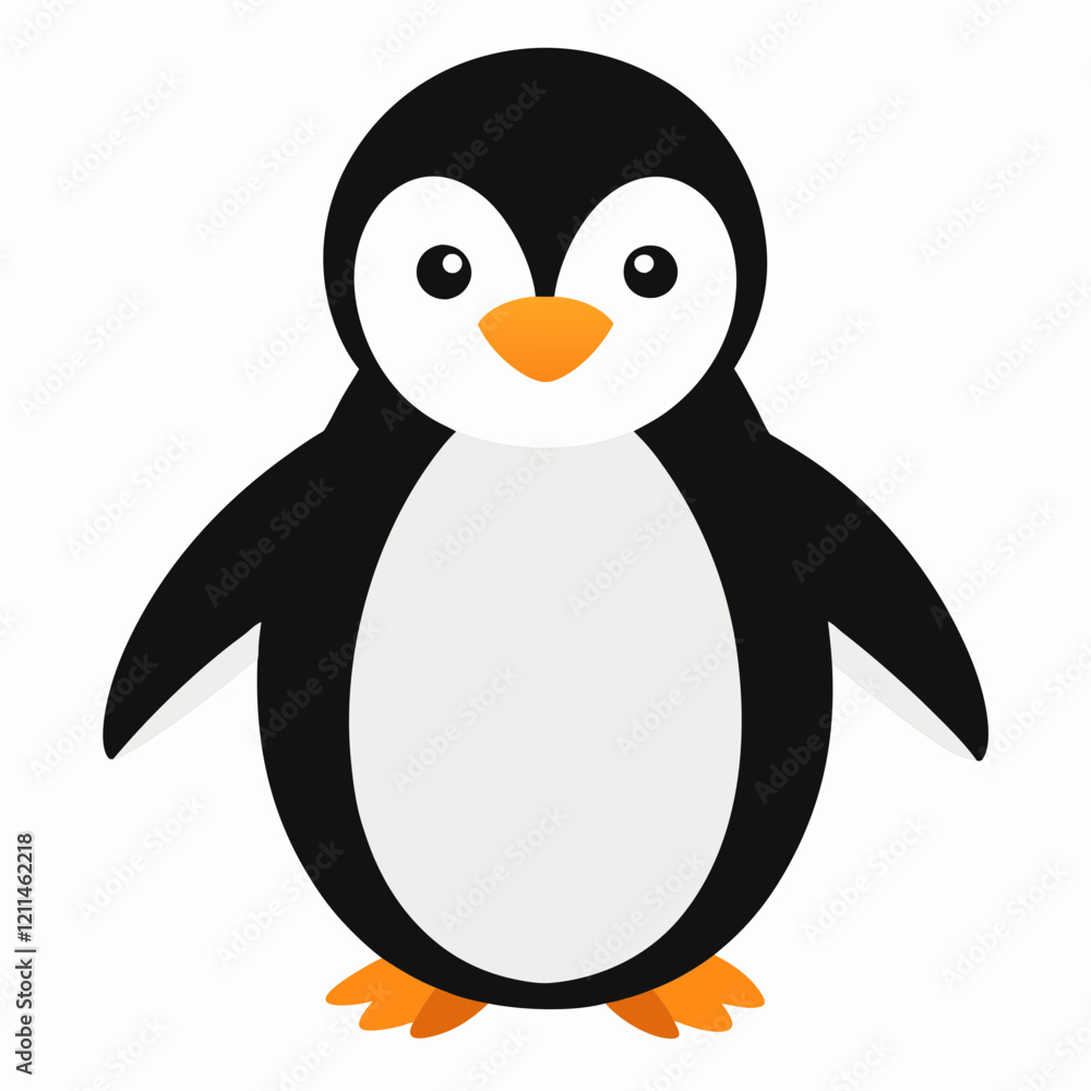 Fototapeta premium Simple Penguin Silhouette on White