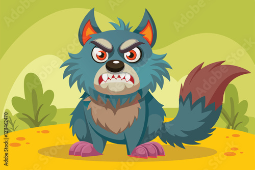 A naughty animal displays its displeasure in a playful outdoor environment filled with greenery Funny furry pet or naughty animal with bad behavior,