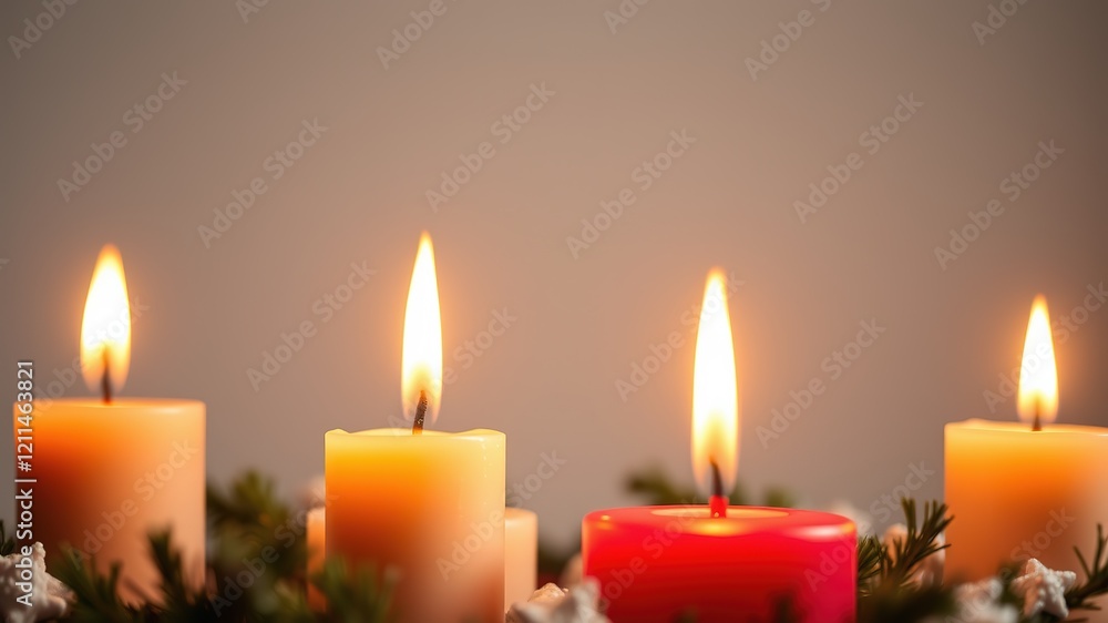 Four Advent Candles, Warm Glow, Festive Lighting Four Advent Candles, Warm Glow, Festive Lighting