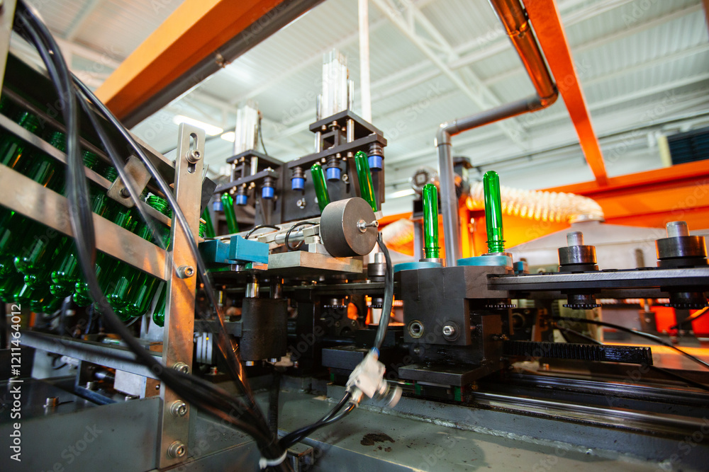 Fototapeta premium Innovative beverage bottling machinery in operation at a production facility