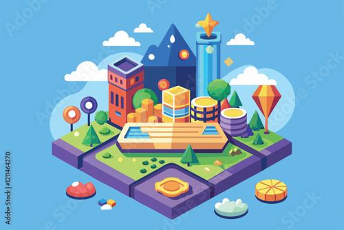 A colorful and engaging illustration showcasing game analytics with customizable design elements in a digital setting Game analytics Customizable Semi Flat Illustration