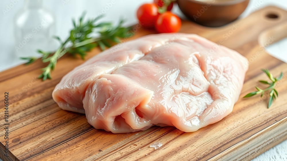 Fresh Farm Chicken Fillet on Cutting Board - Gourmet Food Photography Fresh Farm Chicken Fillet on Cutting Board - Gourmet Food Photography