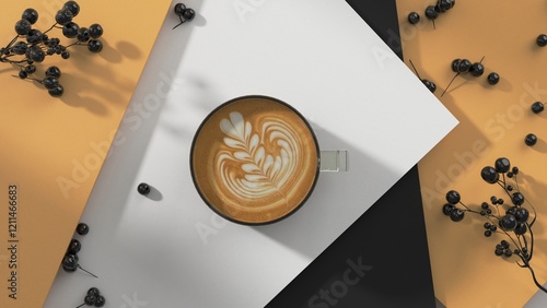 Beautiful coffee cup 4K stock image 3d rendering