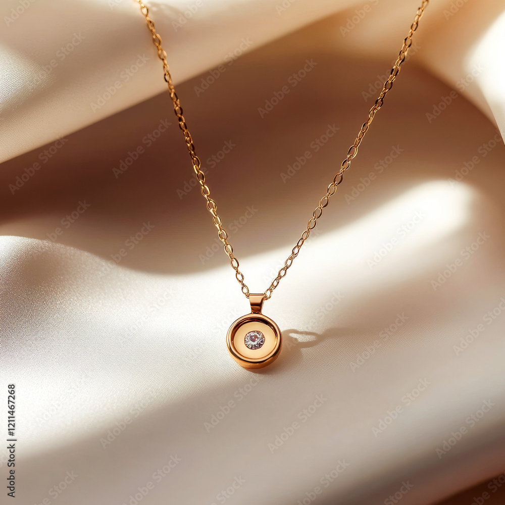 Fototapeta premium Refined Simplicity: Elegant Necklace Close-Up,